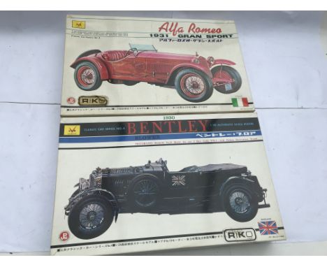 Sankyo 1/24 scale , unused plastic model kits of a 1931 Alfa Romeo and a 1930 Bentley