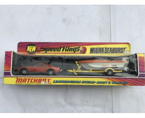 Matchbox speedkings, boxed, Maura seaburst, Lamborghini Miura boat and trailer #K-29