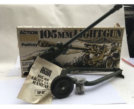 Action man ., Palitoy, boxed 105mm Light gun , including user manual and shells
