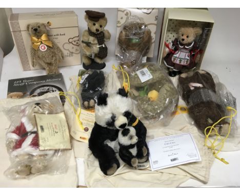 A collection of Steiff bears, boxed and bagged in Steiff bags, all with certificates