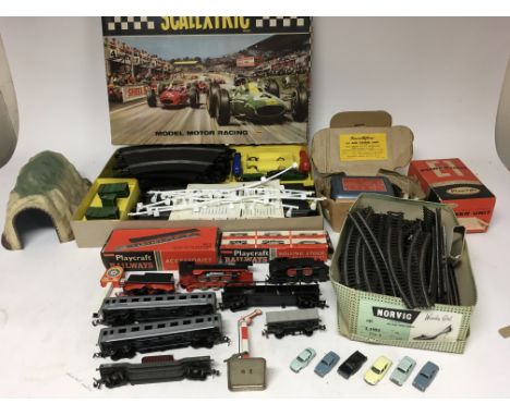 Scalextric boxed set #31, complete with cars ,track and accessories, also a Playcraft HO/OO scale train set, with Locomotives