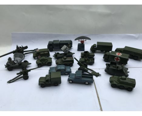 A collection of loose military vehicles, diecast, including a Crescent field gun, Lone Star small fighting unit x2 ,Dinky fie