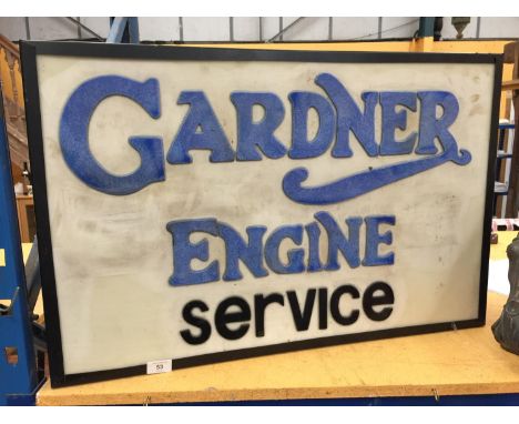 A LARGE GARDNER ENGINE SERVICE ILLUMINATED LIGHT BOX SIGN 78 CM X 50 CM X 10 CM 