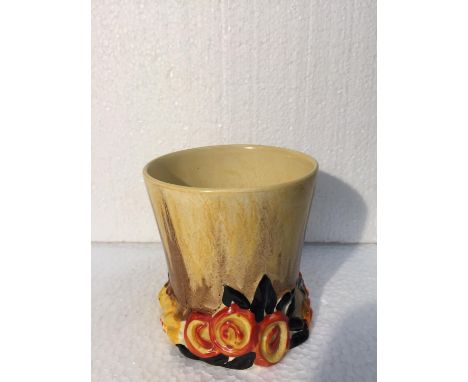 A CLARICE CLIFF VASE/PLANTER IN THE 'BIZARRE' RANGE 'MY GARDEN HEIGHT 10CM, DIAMETER 9CM 
