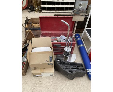 A DYNAMIC TOOL BOX WITH SOCKETS, COMPUTER WIRE ETC 