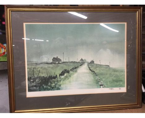 A SIGNED LIMITED EDITION PRINT 'FARMS ALONG PERSEVERANCE ROAD' BY ASHLEY JACKSON.  NUMBER 74/850 