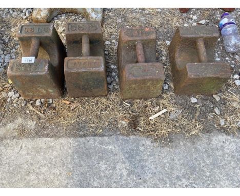 FOUR VINTAGE 56LB WEIGHTS 