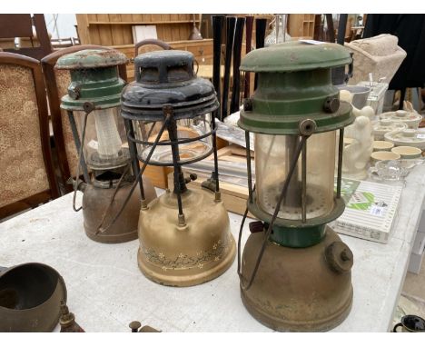 THREE VINTAGE OIL LANTERNS 