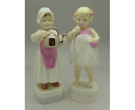 Two Royal Worcester figures, Only Me and Polly Put the Kettle On