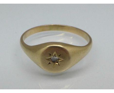 A yellow metal and diamond ring, 2.0g, K