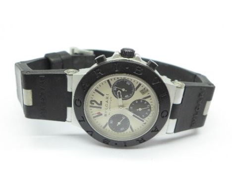 A Bulgari Aluminium chronograph wristwatch with original strap