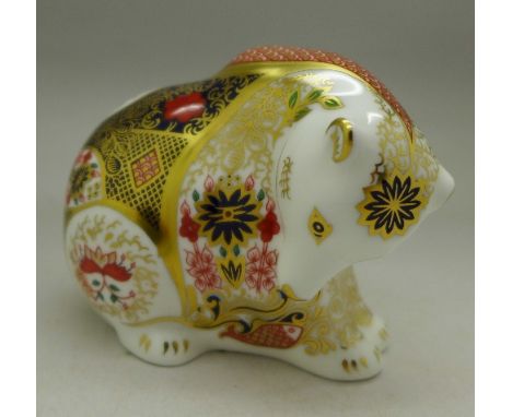 A Royal Crown Derby paperweight, Rocky Mountain Bear, with silver stopper, boxed