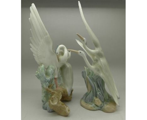 A pair of Nao figures of herons