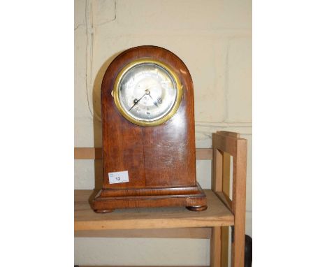 EARLY 20TH CENTURY DOME TOPPED MANTEL CLOCK WITH SILVERED FINISH FACE