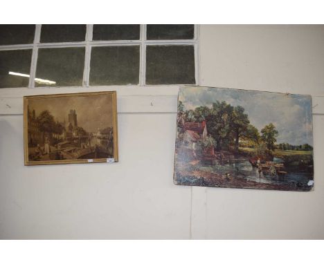 ROBERT BAGGE SCOTT 'DORDRECHT TOWER', DATED OCTOBER 1951, TOGETHER WITH A FURTHER COLOURED PRINT AFTER CONSTABLE (2)