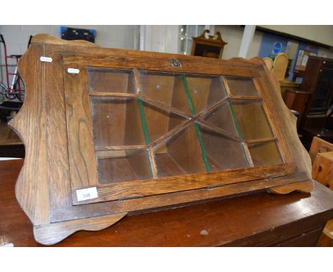 20TH CENTURY OAK CORNER CABINET WITH GLAZED DOOR, 82CM HIGH