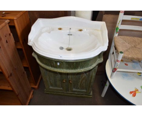 PORCELAIN IMPERIAL BATHROOM BASIN WITH INTEGRAL CABINET, 65CM WIDE