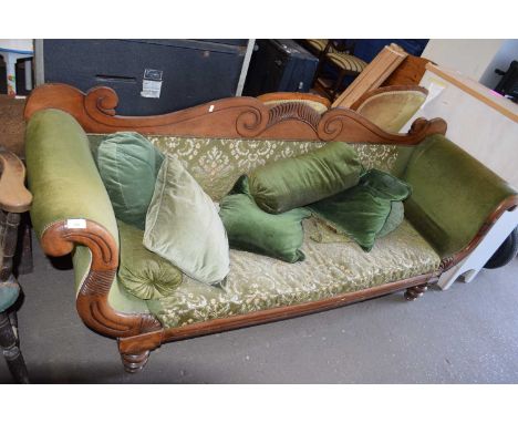 LATE VICTORIAN MAHOGANY FRAMED SOFA WITH LOOSE CUSHIONS, 200CM WIDE