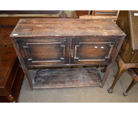 EARLY 20TH CENTURY OAK TWO DOOR SIDE CABINET, 102CM WIDE