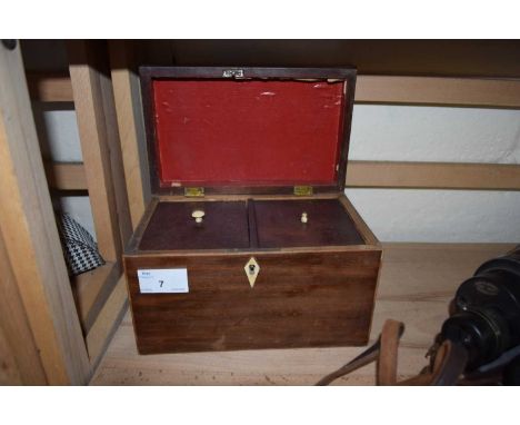 19TH CENTURY MAHOGANY VENEERED TEA CADDY