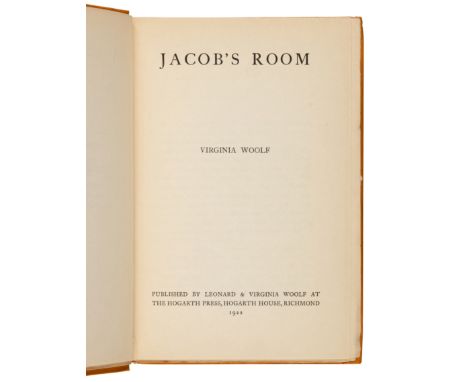 WOOLF, Virginia (1882-1941). Jacob's Room. Richmond: Leonard &amp; Virginia Woolf at the Hogarth Press, 1922. &nbsp;8vo. Half