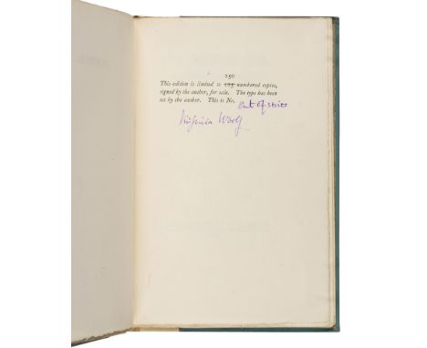 WOOLF, Virginia (1882-1941). On Being Ill. London: Leonard &amp; Virginia Woolf at the Hogarth Press, 1930.8vo. Half-title; c