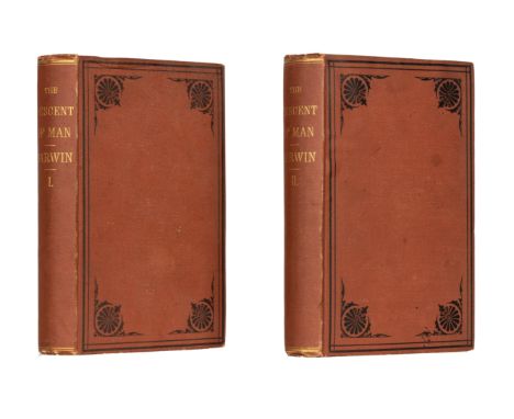 DARWIN, Charles (1809-1882). The Descent of Man and Selection in Relation to Sex. New York: D. Appleton and Company, 1871. &n