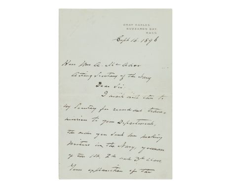 [PRESIDENTS]. A group of 5 presidential signatures, including an autograph letter signed by Grover Cleveland, comprising: &nb