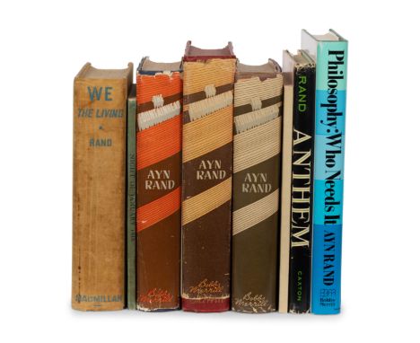 RAND, Ayn (1905-1982). A group of 8 volumes, comprising: We the Living. NY, 1936. (Lacking dust jacket.) --Night of January 1