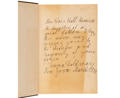 GOLDMAN, Emma (1869-1940). Living My Life. New York: Alfred A. Knopf, 1934.8vo. Half-title. Original black cloth lettered in 