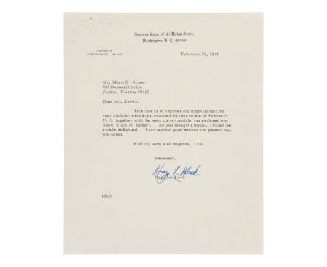 [SUPREME COURT]. A group of letters, engraving, and pamphlet signed by Supreme Court justices, including Chief Justice Willia