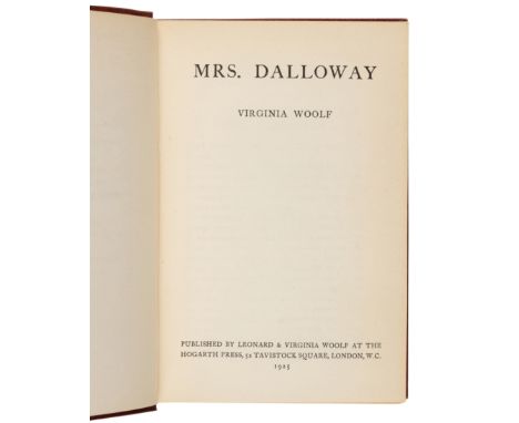 WOOLF, Virginia (1882-1941). Mrs. Dalloway. London: The Hogarth Press, 1925.8vo. Half-title. Original deep rust cloth gilt-le