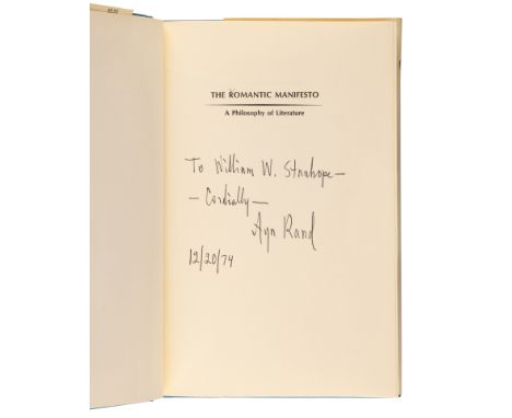 RAND, Ayn (1905-1982). The Romantic Manifesto. A Philosophy of Literature. &nbsp; New York and Cleveland: World Publishing Co