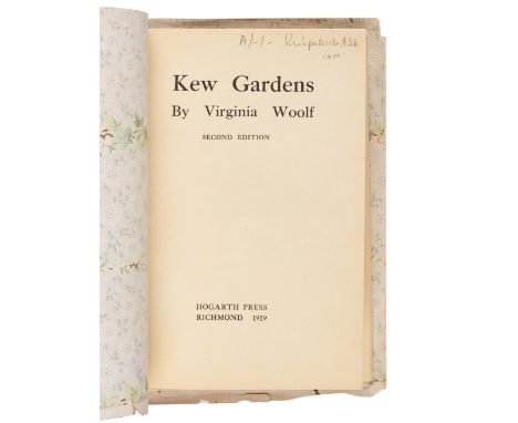 WOOLF, Virginia (1882-1941). &nbsp;Kew Gardens. Richmond: Hogarth Press, 1919. &nbsp;8vo. 2 woodcuts by Vanessa Bell. Origina