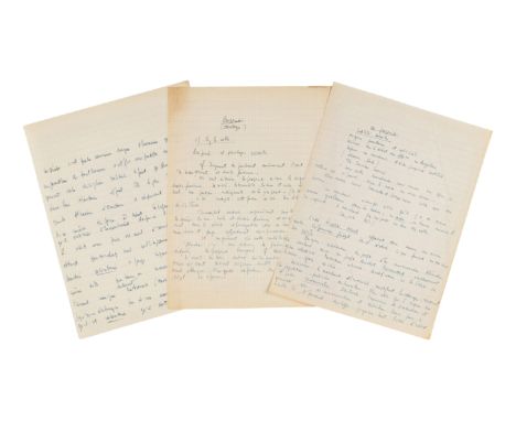 SARTRE, Jean Paul (1905-1980). Group of autograph manuscripts, comprising:  &nbsp;"Property (Ideology)." 19 pages. Provenance