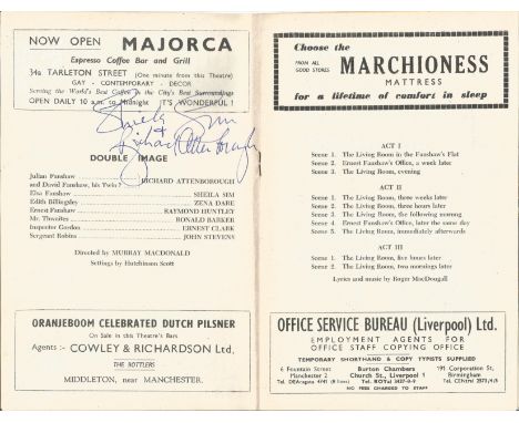 Double Image Vintage 1956 Theatre Programme Signed Inside By Richard Attenborough and Sheila Sim. Good Condition. All autogra