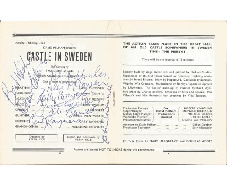 Castle In Sweden Vintage 1962 Theatre Programme Signed Inside By Alec McCowan, Diane Cilento, Sally Bowers, Jack Gwillim, Jil
