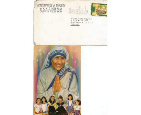 Mother Teresa signed TLS and Postcard item comes complete with fascinating insight on the meeting and how the letter was obta