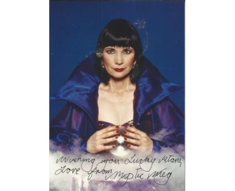 Mystic Meg signed 8x6 colour photo. Margaret Anne Lake (born 27 July 1942) best known by her stage name Mystic Meg, is an Eng