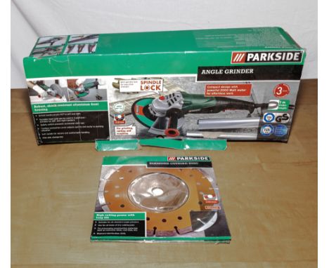 Parkside angle grinder and two packs of diamond cutting discs