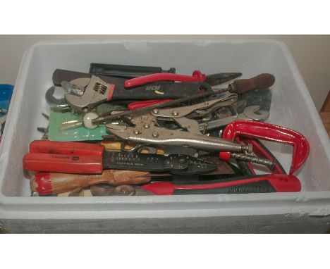 A collection of pliers, spanners and other tools