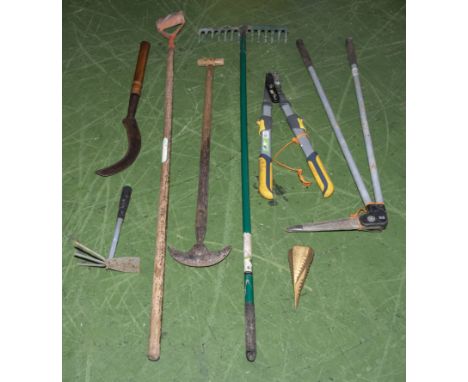 A bundle of gardening tools