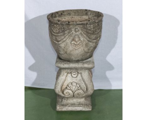 Reconstituted stone garden planter on a stand 68cm