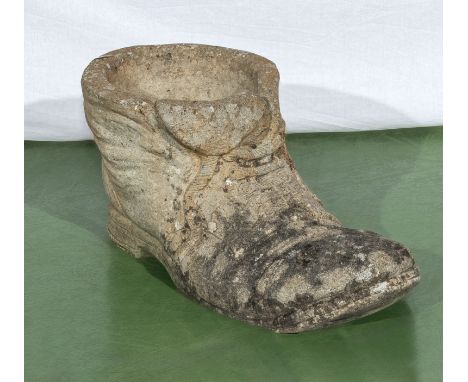 Reconstituted stone garden planter in the shape of a boot 40cm