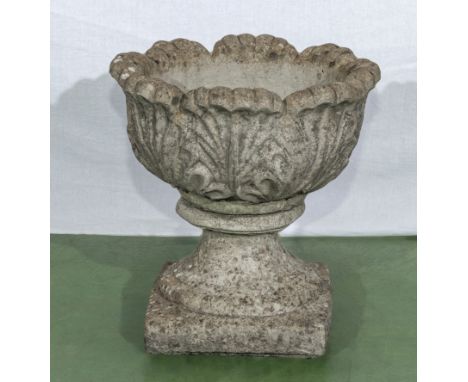 Reconstituted stone garden planter on a plinth 32cm