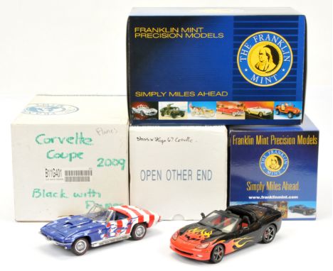 Franklin Mint 1/24th scale pair (1) #B11E498 1967 Corvette - Stars &amp; Stripes; (2) B11G401 2009 Corvette Custom Coupe - Bl