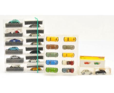 Mixed small scale Volkswagen group to include Revell Praline VW Beetles x 12&nbsp; several colour &amp; Logo variations; also