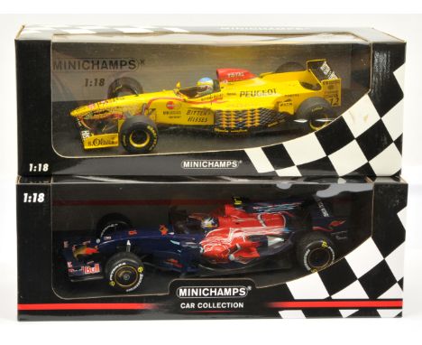 Minichamps/Paul's Model Art 1/18 scale pair (1) 150080015 Scuderia Toro Rosso STR3 2008 - S. Vettel; (2) 180970012 Jordan 197