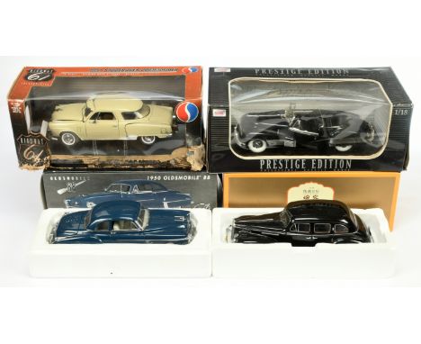 Mixed 1/18th scale group (1) Chinese Made Emperor car- some marks to body (2) ERTL American Muscle Oldsmobile 88 - blue - lig