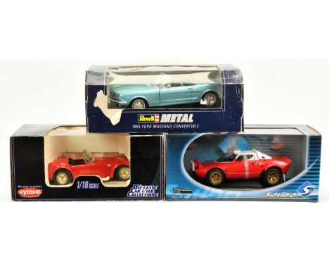 1/18 scale mixed car group to include (1) Solido - #118345 1974 Lancia Stratos "street version"; (2) Kyosho - #7006/9800 Shel